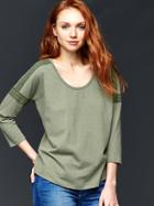 Gap Women Lace Trim Scoopneck Top - Mesculen Green