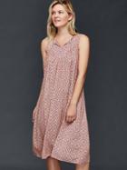 Gap Women Split Neck Midi Dress - Pink Print