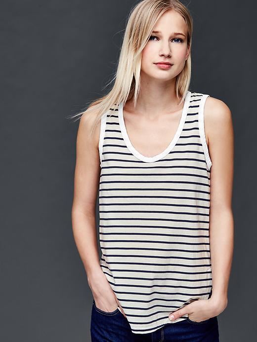 Gap Women Cotton Vintage Stripe Tank - True Indigo