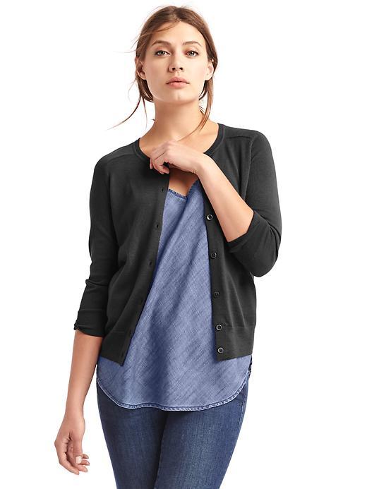 Gap Women Merino Wool Crewneck Cardigan - True Black