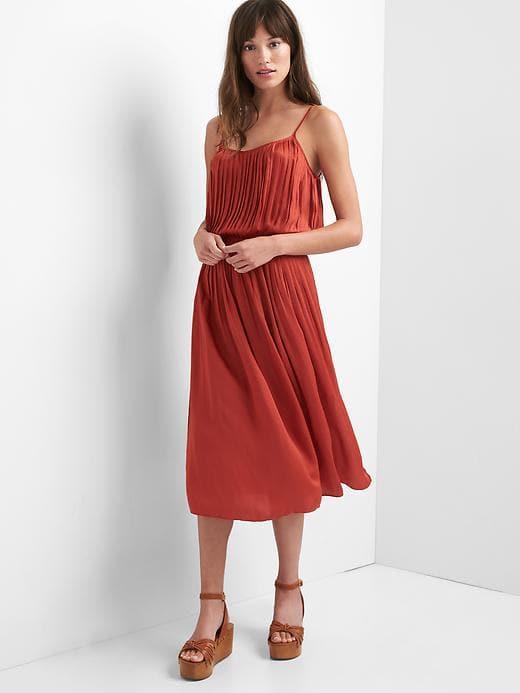 Gap Drapey Pleated Midi Dress - New Coral