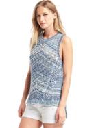 Gap Women Crochet Step Hem Tank - Light Blue Marl