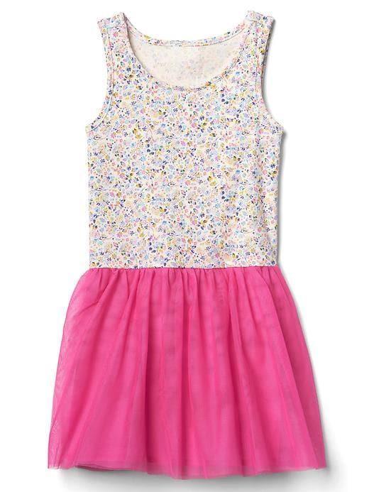Gap Floral Tulle Tank Dress - Pink Rose