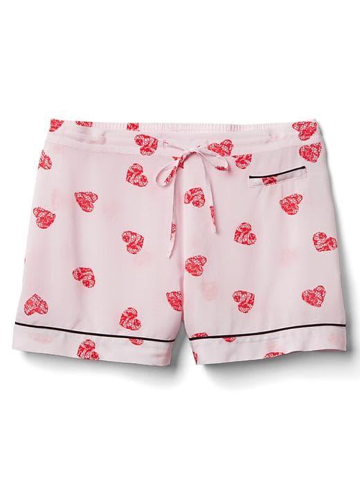 Gap Women Print Sleep Shorts - Lacey Hearts Sugar Plum