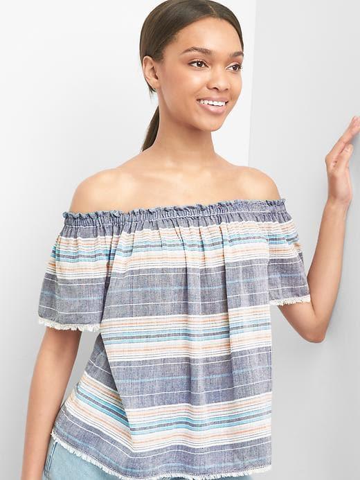 Gap Stripe Off Shoulder Top - Navy Stripe