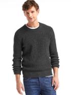 Gap Men Merino Wool Blend Ribbed Crew Sweater - Charcoal Gray