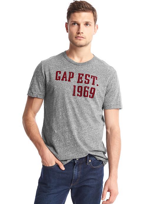 Gap Men Vintage Logo Crew Tee - New Heather Grey