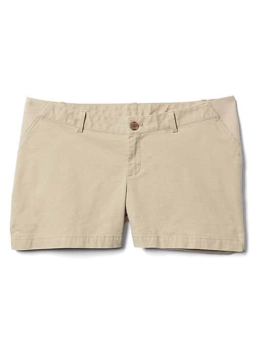Gap Women Inset Panel Twill Summer Shorts - Iconic Khaki