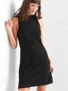 Gap Women Sleeveless Mockneck Mini Swing Dress - True Black