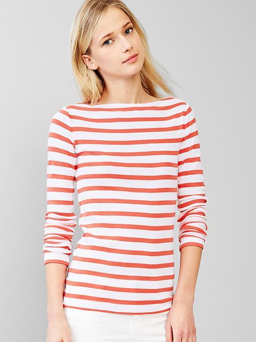 Gap Modern Stripe Boatneck Tee - Orange Stripe