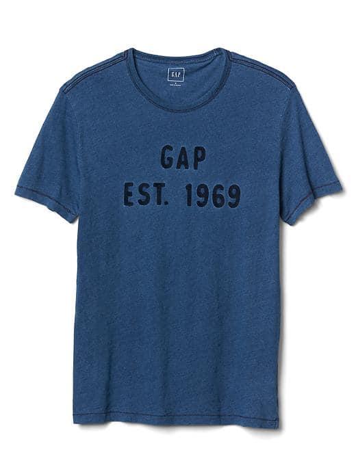 Gap Men Indigo Slub Jersey Logo Tee - Medium Indigo