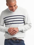 Gap Men Roll Collar Chest Stripe Sweater - New Heather Grey