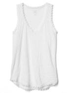 Gap Women Linen Lace V Neck Tank - White