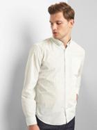 Gap Men True Wash Poplin Dot Standard Fit Shirt - New Off White