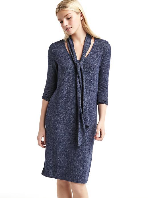 Gap Women Softspun Knit Tie Neck Dress - Dark Night