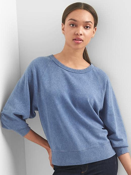 Gap Women Raglan Crewneck Pullover - Chrome Blue