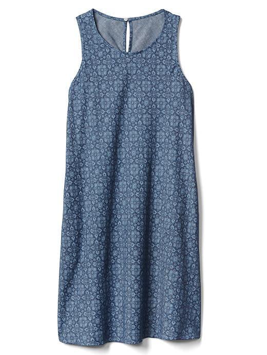 Gap Women Tencel Print Swing Dress - Dark Indigo