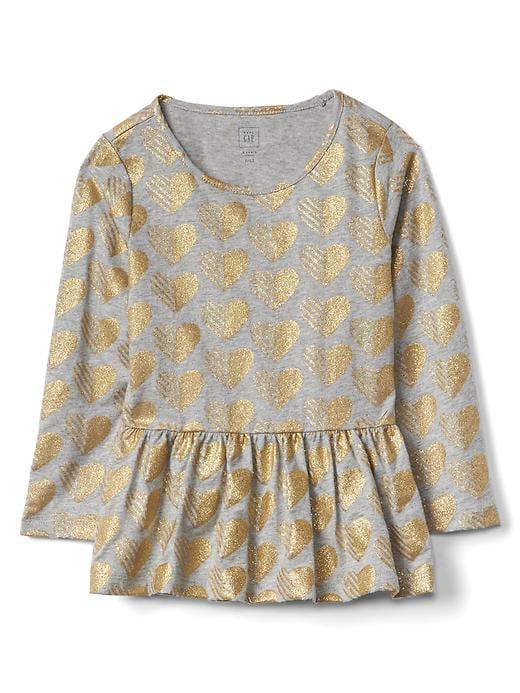 Gap Jersey Peplum Tunic - Gold Hearts