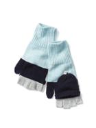 Gap Women Merino Wool Blend Convertible Colorblock Tech Mittens - Light Blue
