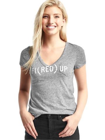 Gap Women X Red V Neck Tee - Light Grey Marle
