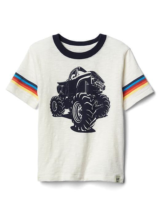 Gap Graphic Stripe Sleeve Slub Tee - New Off White