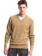Gap Men Wool V Neck Sweater - Light Camel
