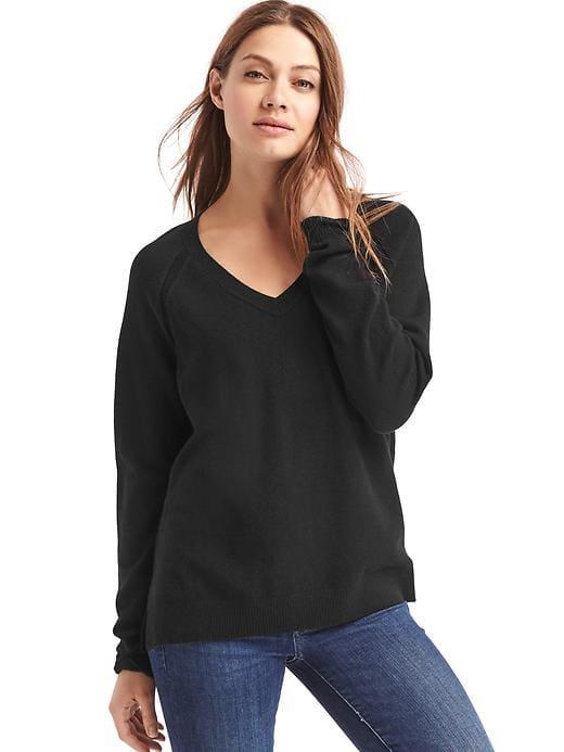 Gap Women Soft Open V Neck Sweater - True Black