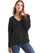 Gap Women Soft Open V Neck Sweater - True Black