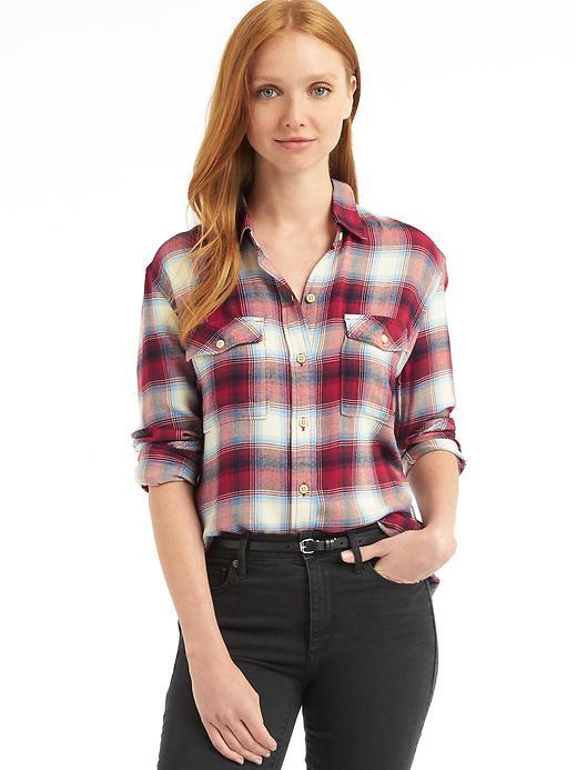 Gap Women X Pendleton Boyfriend Shirt - Red & White Plaid