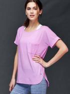 Gap Women Gapfit Breathe Roll Sleeve Tee - Glowing Pink