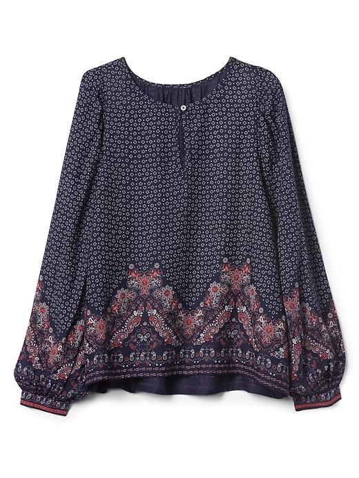 Gap Women Paisley Hem Keyhole Top - Navy