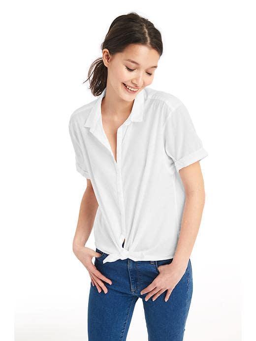 Gap Women Roll Cuff Shirt - White