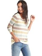 Gap Women Metallic Stripe Sweater - Snow Cap