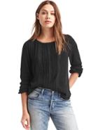 Gap Women Pretty Lace Pintuck Blouse - True Black