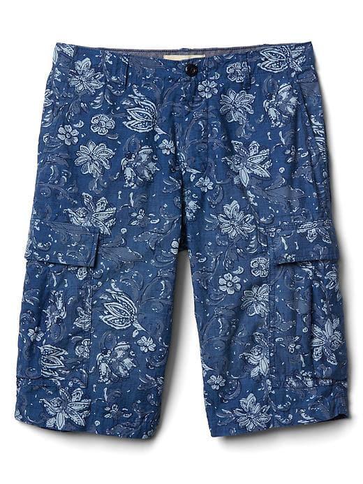 Gap Men Denim Floral Cargo Shorts 12 - Indigo Floral