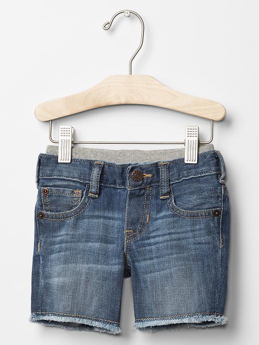 Gap 1969 Frayed Pull On Denim Shorts - Light Denim