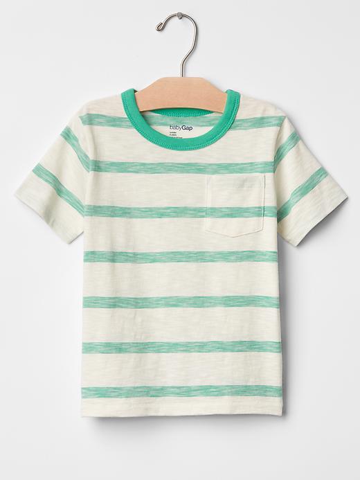 Gap Heather Stripe Pocket Tee - Ivory Frost