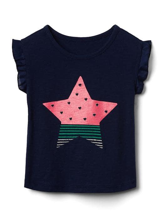 Gap Tropic Graphic Ruffle Tee - Star