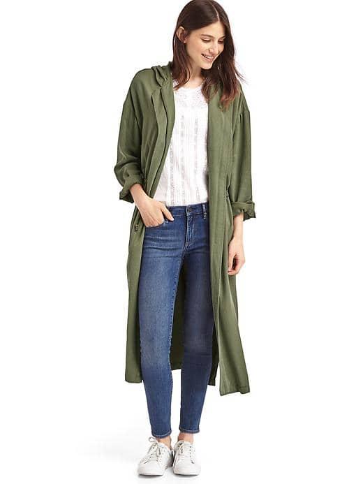 Gap Women Tencel Drapey Hooded Coat - Walden Green