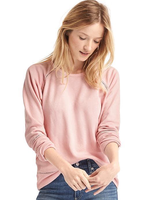 Gap Women Ladder Trim Pullover Sweatshirt - Pink Dust