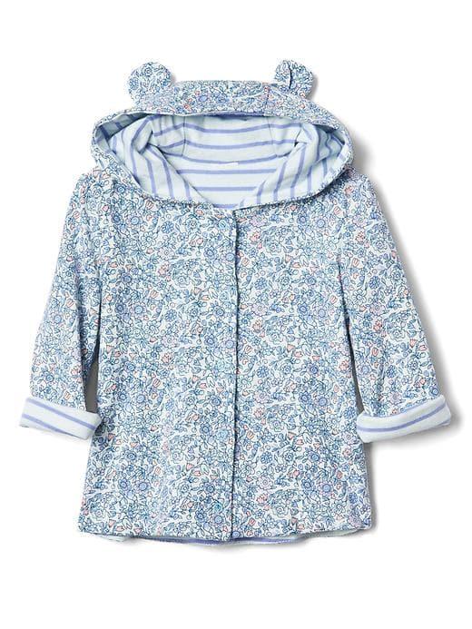 Gap Reversible Floral Bear Zip Hoodie - Classic Lavender