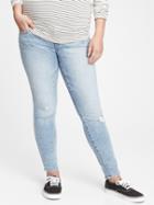 Maternity True Waistband Full Panel Distressed Skinny Jeans With Washwell3