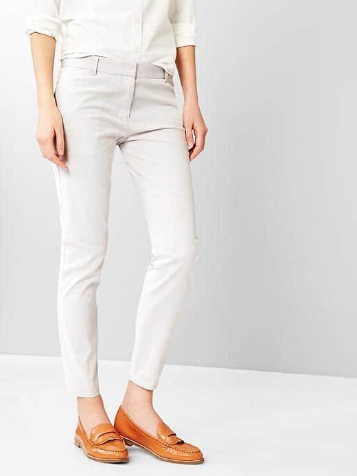 Gap Women Thin Stripe Skinny Crop Pants - Pebble Grey
