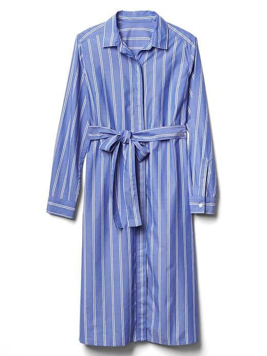 Gap Stripe Long Sleeve Shirtdress - Blue Stripe