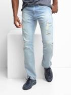 Gap Men Lightweight Destructed Slim Fit Jeans Stretch - Light Bleached Destroy