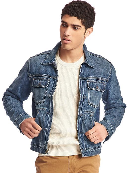 Gap Men 1969 Denim Zip Jacket - Medium Tint