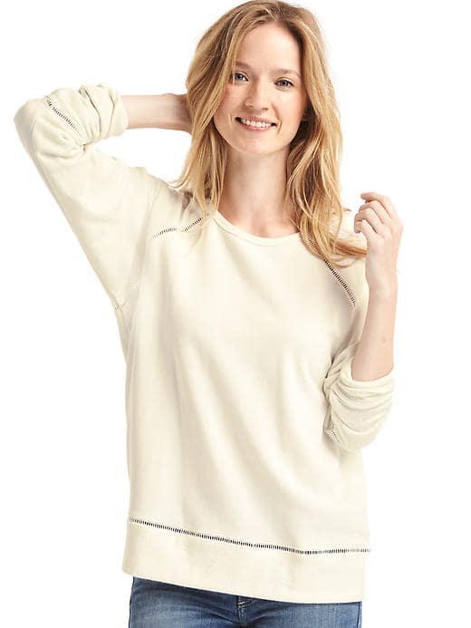 Gap Women Ladder Trim Pullover Sweatshirt - Snow Cap