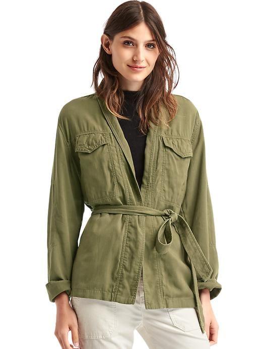 Gap Women Tencel Utility Wrap Jacket - Army Green