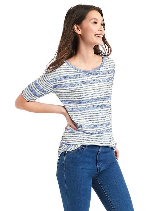 Gap Women Softspun Knit Stripe Tee - Blue Stripe
