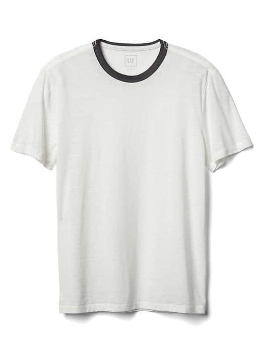 Gap Men Burnout Ringer Crewneck - New Off White